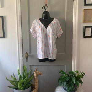 A New Day V Neck Tee White, Black, Orange